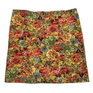 {Talbots} Floral A-Line Back Slit Pencil Skirt